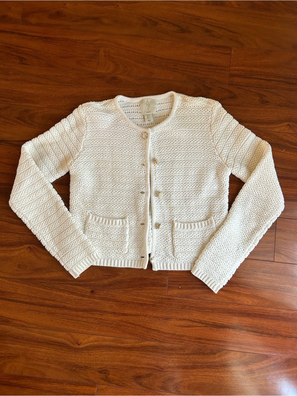 Classic Cream Knit Button-Front Women's Sweater